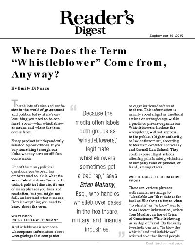 Where Does the Term “Whistleblower” Come from, Anyway?