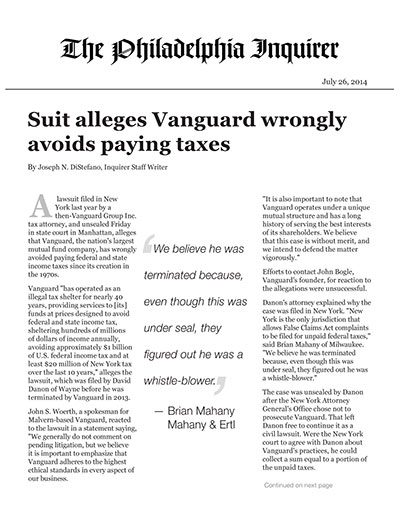Suit alleges Vanguard wrongly avoids paying taxes