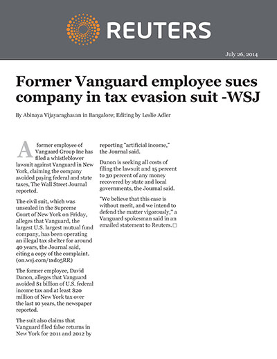 Former Vanguard employee sues company in tax evasion suit