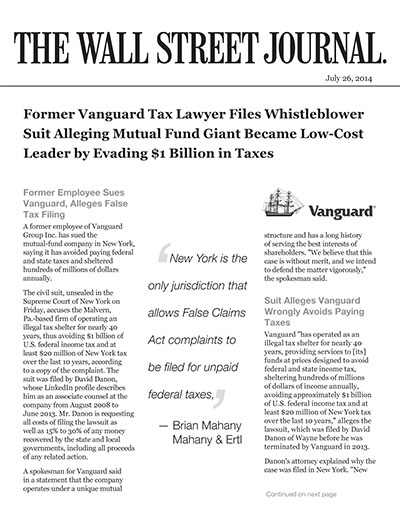 Former Employee Sues Vanguard, Alleges False Tax Filing