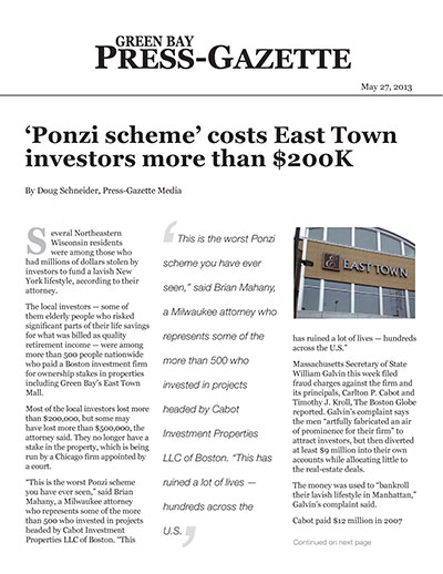 ‘Ponzi scheme’ costs East Town investors more than $200K