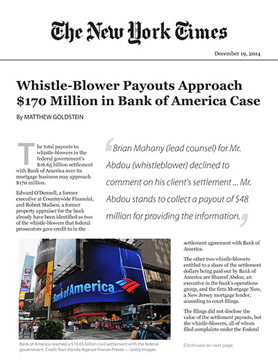Whistle-Blower Payouts Approach $170 Million in Bank of America Case