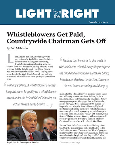 Whistleblowers Get Paid, Countrywide Chairman Gets Off