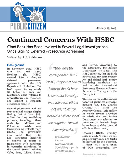 Continued Concerns With HSBC