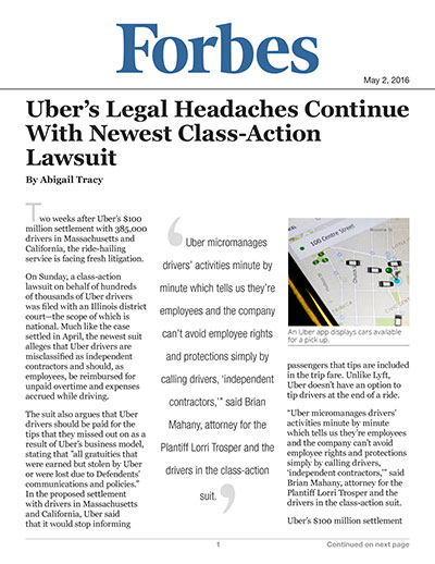 Uber's Legal Headaches Continue With Newest Class-Action Lawsuit