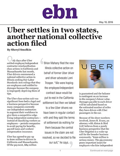 Uber settles in two states, another national collective action filed