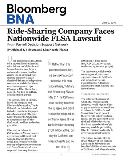 Ride-Sharing Company Faces Nationwide FLSA Lawsuit