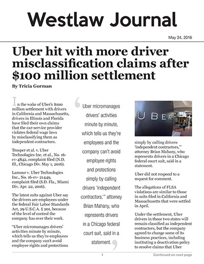 Uber hit with more driver misclassification claims after $100 million settlement