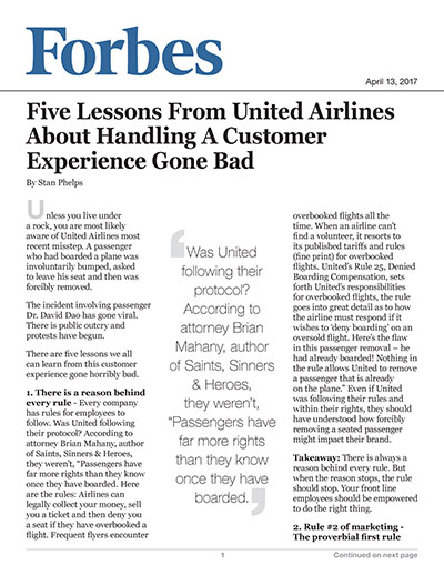 Five Lessons From United Airlines About Handling A Customer Experience Gone Bad