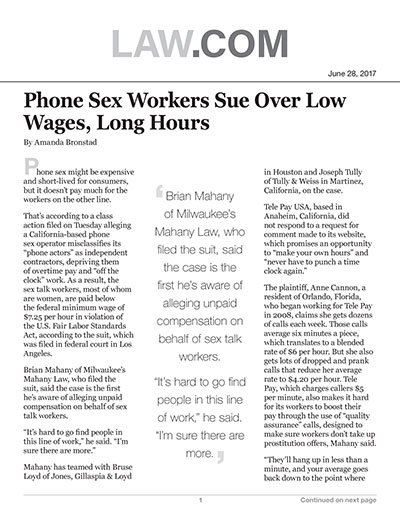 Phone Sex Workers Sue Over Low Wages, Long Hours