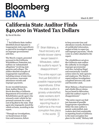 California State Auditor Finds $40,000 in Wasted Tax Dollars